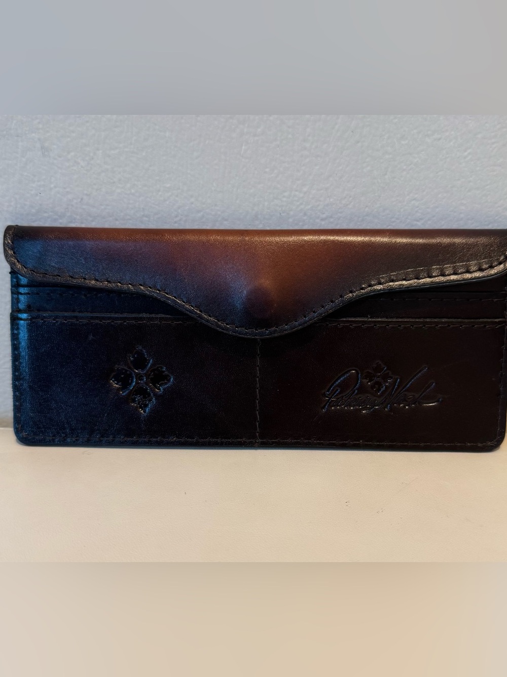 Patricia Nash Leather Slim Card Case/Wallet in Ombré Brown